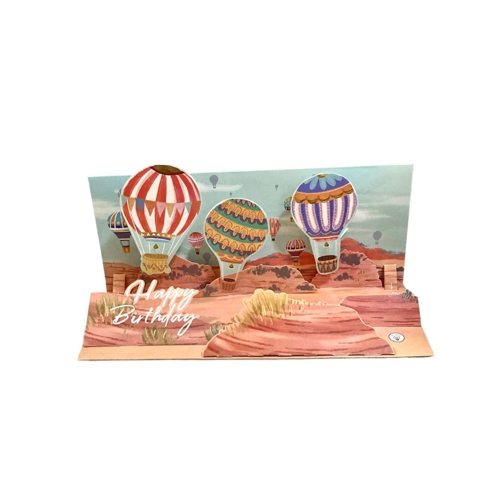 Hot Air Balloons Up With Paper Panoramics Pop-Up Light-Up Birthday Greeting Card